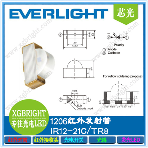 IR12-21C/TR8  1206红外发射管(侧贴)