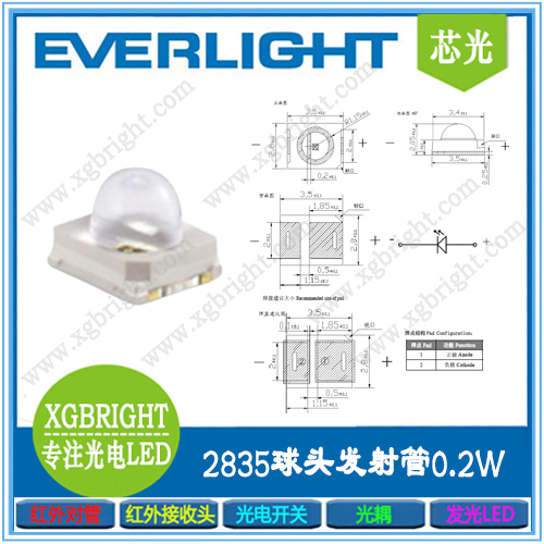 2835球头发射管0.2W